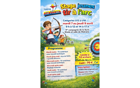 Stage jeunes 7 au 9 avril 2026